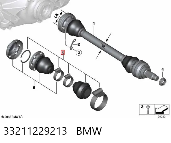 Fuelle exterior del eje de transmisión trasero 33211229213 BMW