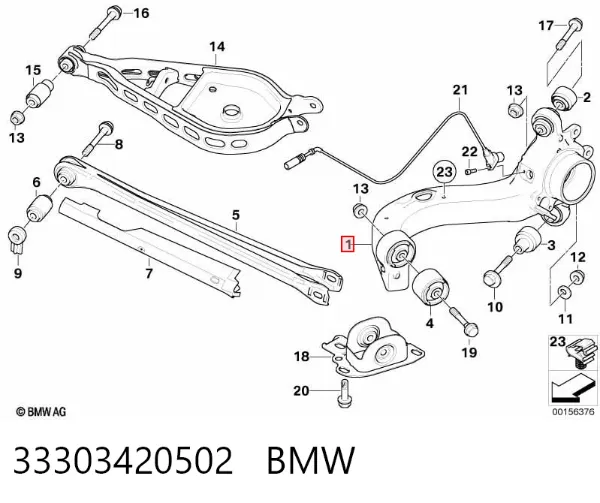 Brazo de suspensión, trasera derecha 33303420502 BMW