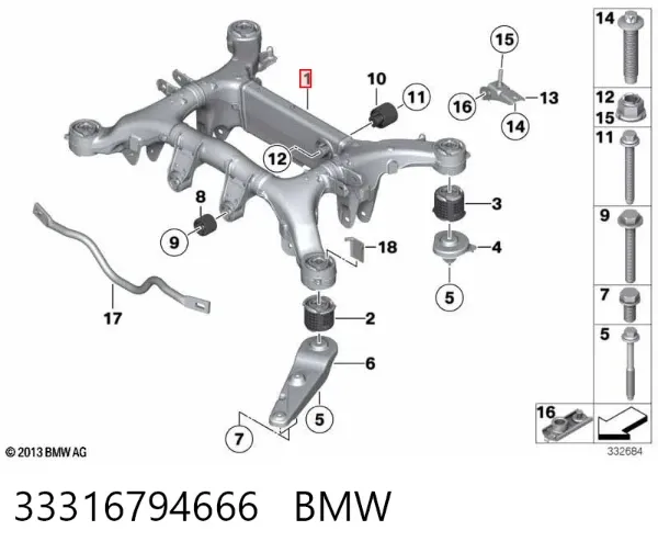 Puente trasero BMW 7 F01, F02, F03, F04