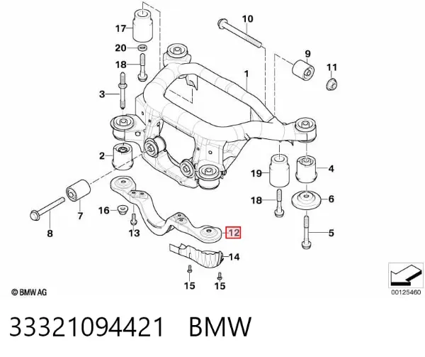 Soporte trasero del diferencial trasero 33321094421 BMW