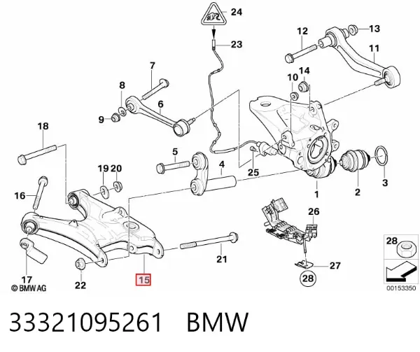 Brazo suspension trasero inferior izquierdo 33321095261 BMW