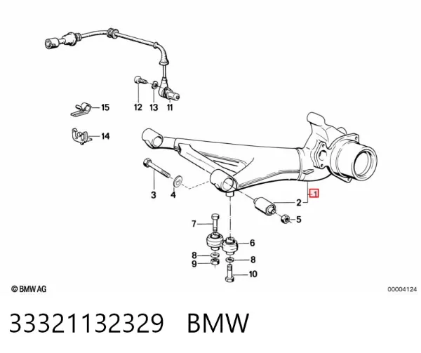 Barra oscilante, suspensión de ruedas, trasera izquierda 33321132329 BMW
