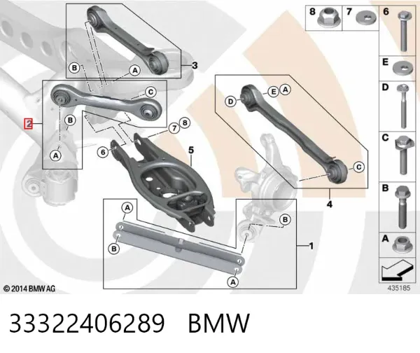 Brazo superior de suspensión trasera izquierdo/derecho 33322406289 BMW