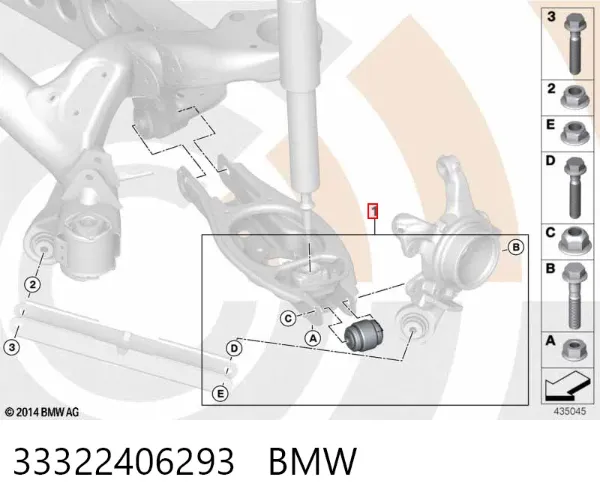 Buje exterior del brazo transversal trasero 33322406293 BMW