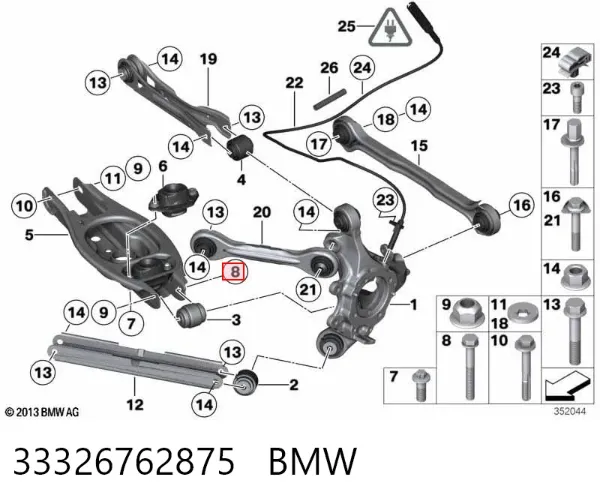 Perno de fijación del brazo inferior delantero 33326762875 BMW