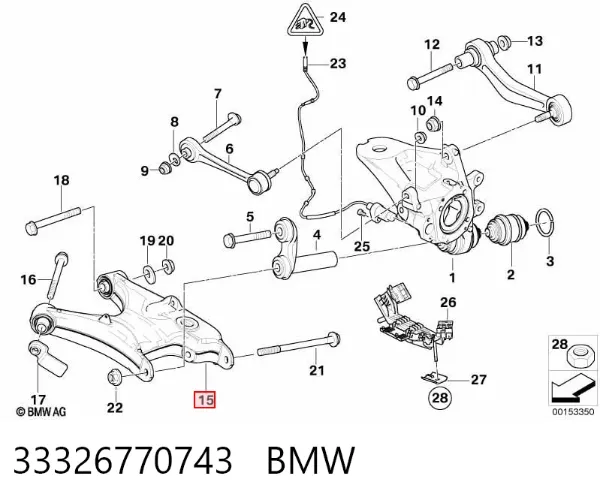 Brazo suspension trasero inferior izquierdo 33326770743 BMW