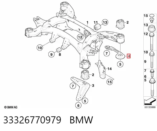 Barra transversal reactiva de la suspensión trasera 33326770979 BMW
