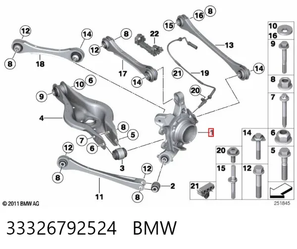 Mangueta trasera derecha 33326792524 BMW