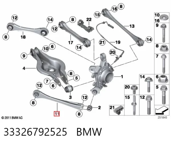 Brazo inferior trasero izquierdo/derecho 33326792525 BMW