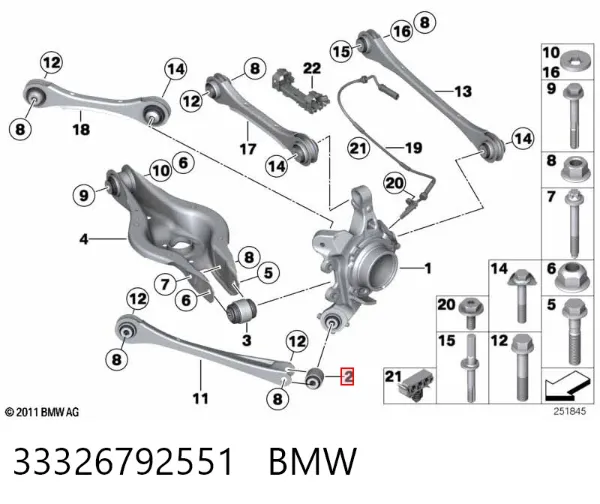 Buje de mangueta trasera 33326792551 BMW