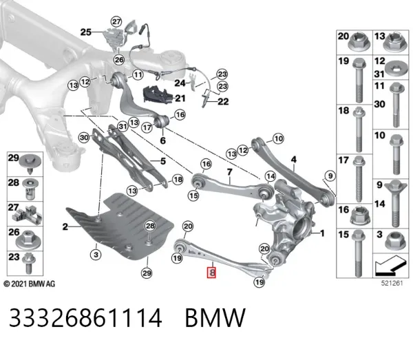 Brazo inferior trasero izquierdo/derecho 33326861114 BMW