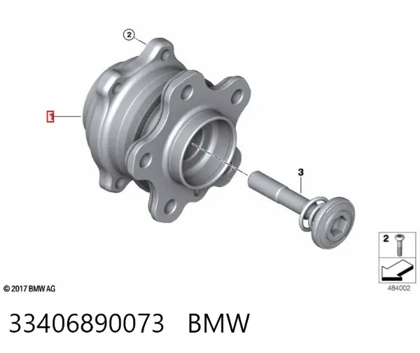 Cubo de rueda trasero 33406890073 BMW