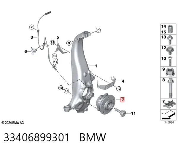 Buje de rueda delantero 33406899301 BMW