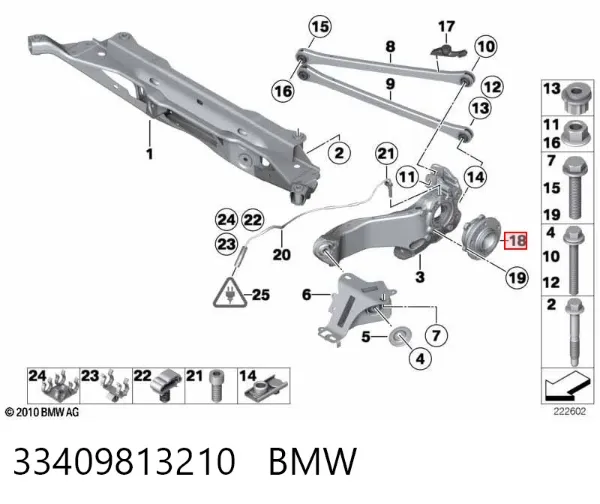 Cubo de rueda trasero 33409813210 BMW