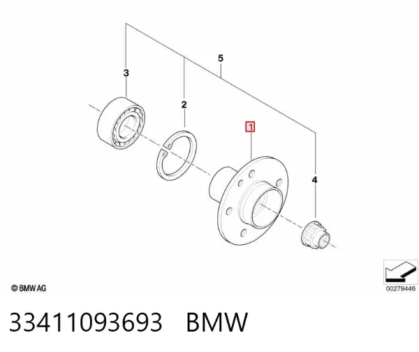 Cubo de rueda trasero 33411093693 BMW