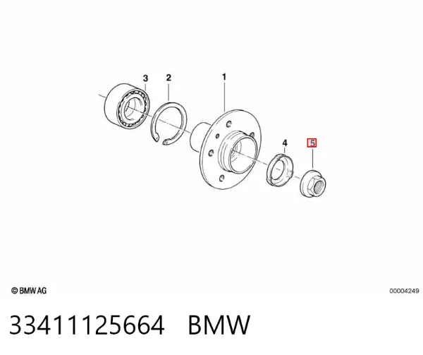 Tuerca del cubo de rueda trasera 33411125664 BMW