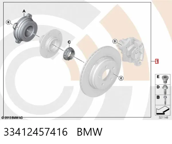 Kit de reparación de maza trasera 33412457416 BMW
