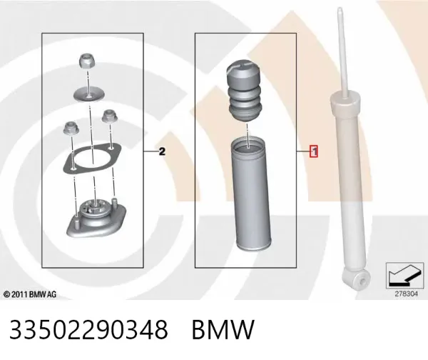 Tope de amortiguador trasero y guardapolvo 33502290348 BMW