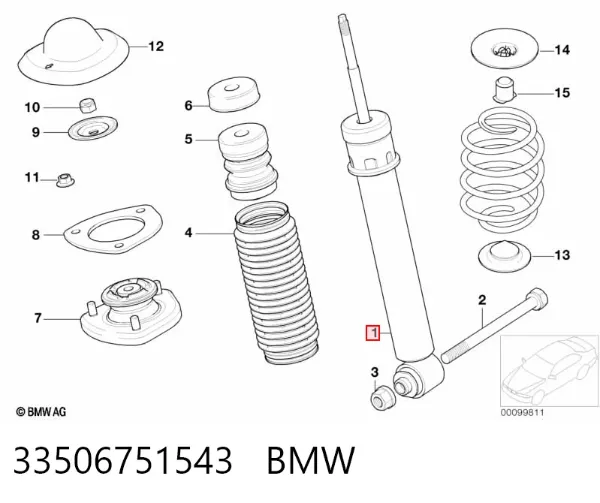 Amortiguador trasero 33506751543 BMW
