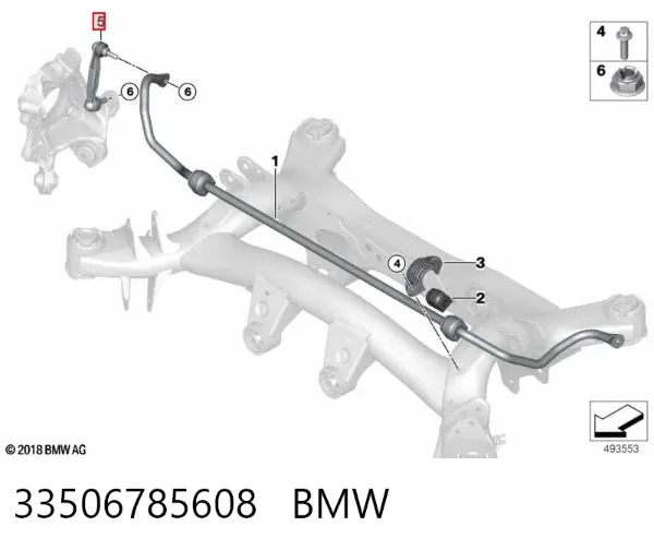 Bieleta estabilizadora trasera derecha 33506785608 BMW