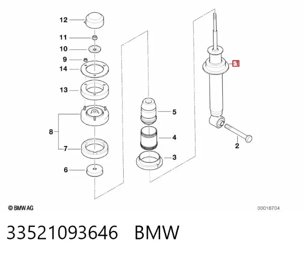 Amortiguador trasero 33521093646 BMW