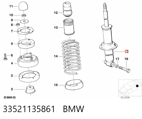 Amortiguador trasero 33521135861 BMW
