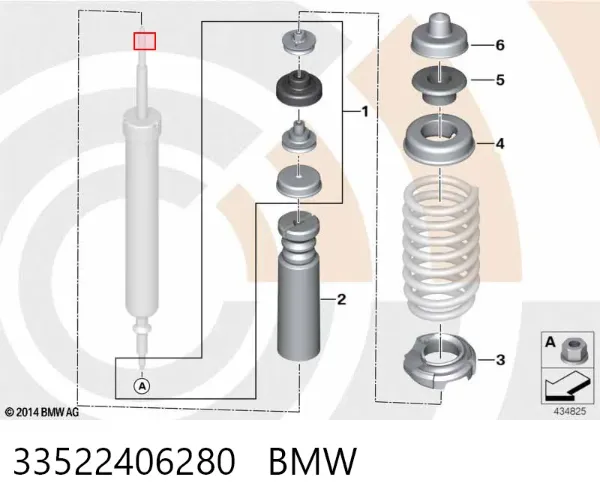Copela de amortiguador trasero 33522406280 BMW