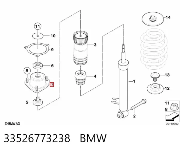 Copela de amortiguador trasero 33526773238 BMW
