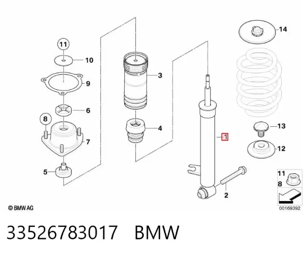 Amortiguador trasero izquierdo 33526783017 BMW