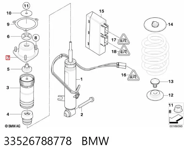 Copela de amortiguador trasero 33526788778 BMW