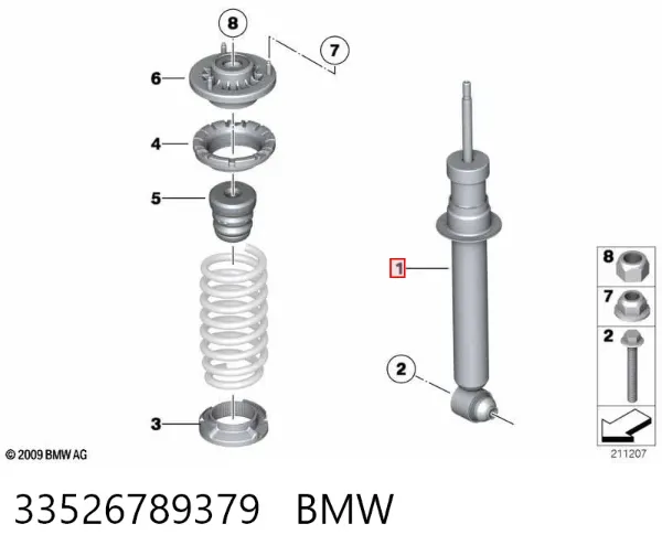 Amortiguador trasero 33526789379 BMW
