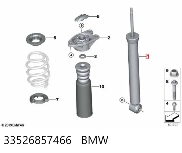 Amortiguador trasero 33526857466 BMW