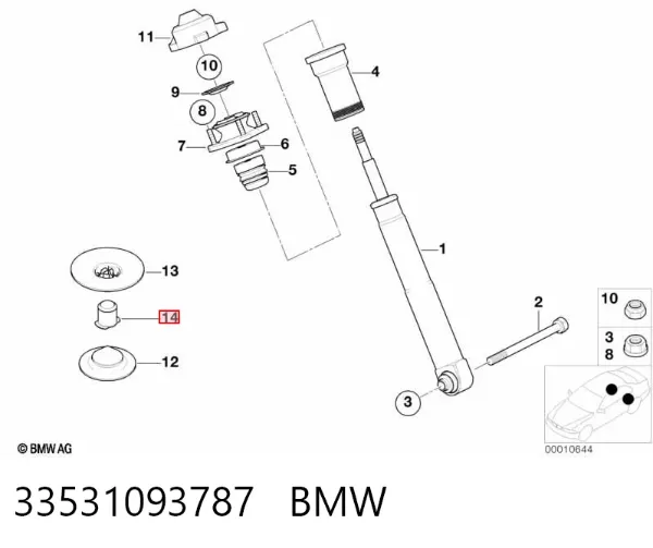 Aislador de resorte trasero 33531093787 BMW