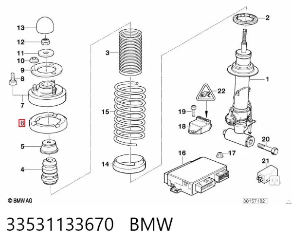 Aislador de resorte trasero superior 33531133670 BMW