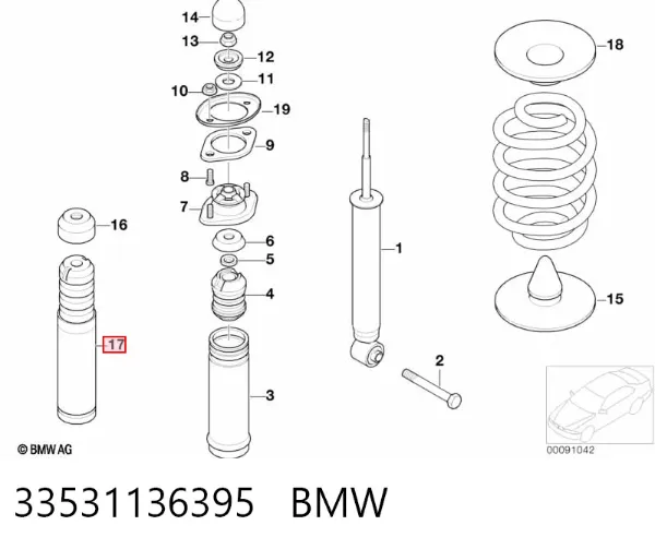 Tope de amortiguador trasero 33531136395 BMW