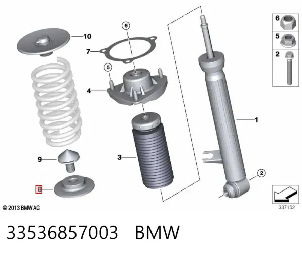 Aislador de resorte trasero inferior de goma 33536857003 BMW