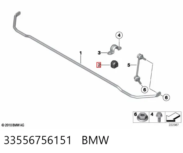 Buje de barra estabilizadora trasera 33556756151 BMW