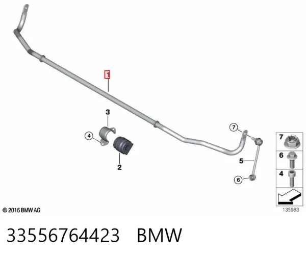 Estabilizador trasero 33556764423 BMW