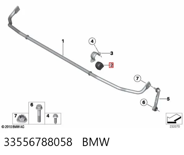 Buje de barra estabilizadora trasera 33556788058 BMW