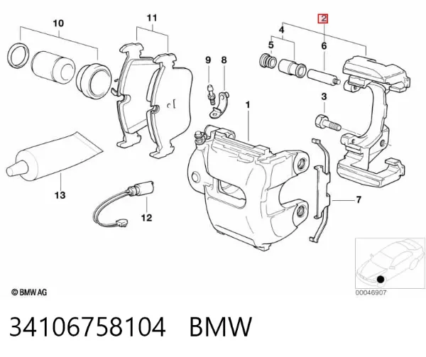 Soporte de la pinza de freno delantera 34106758104 BMW