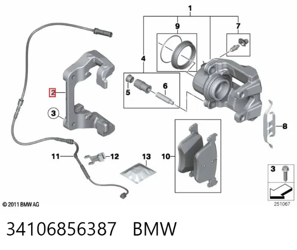 Soporte de la pinza de freno delantera 34106856387 BMW
