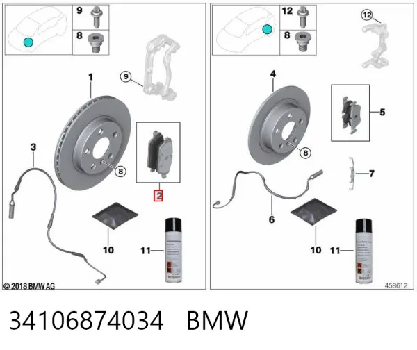 Pastillas de freno 34106874034 BMW