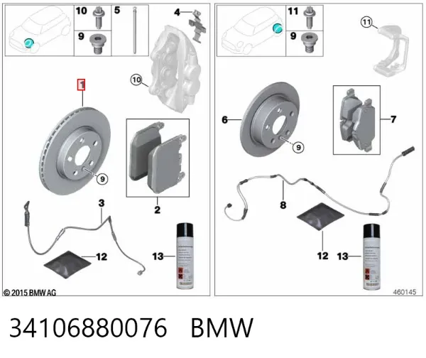 Disco de freno 34106880076 BMW