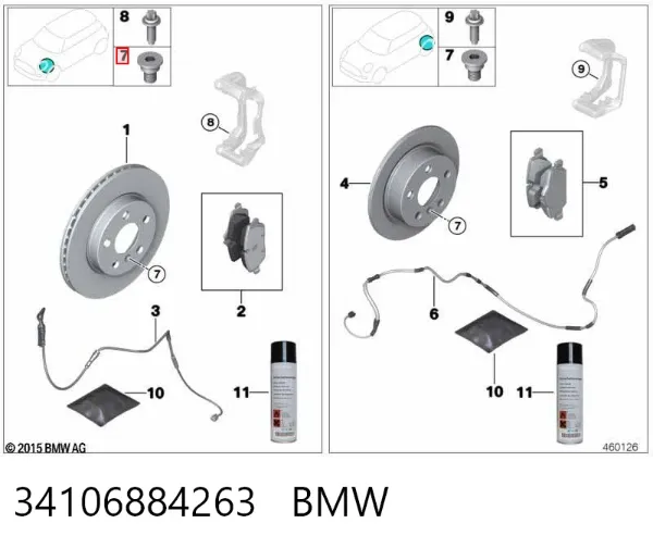 Pastillas de freno 34106884263 BMW