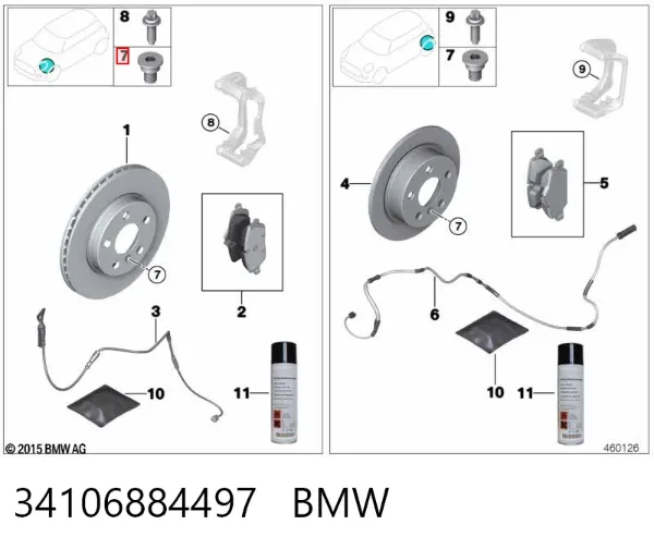 Pastillas de freno 34106884497 BMW