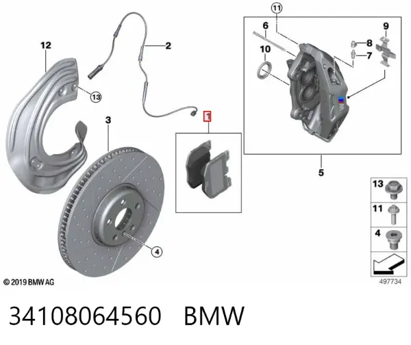 Pastillas de freno 34108064560 BMW