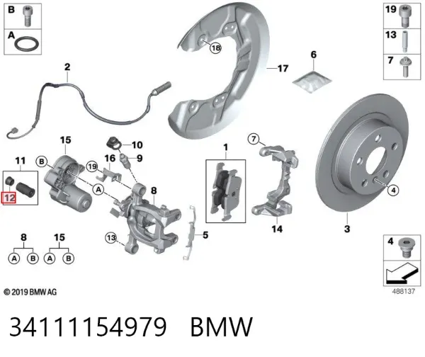 Kit de reparación cilindro de freno principal 34111154979 BMW