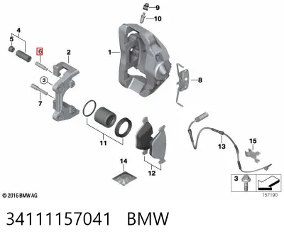 Guía de la pinza de freno delantera BMW 34111157041