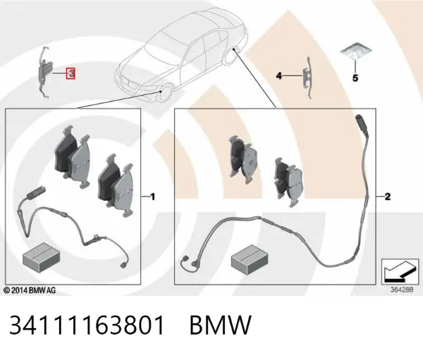 Resorte de retención de la pinza de freno 34111163801 BMW