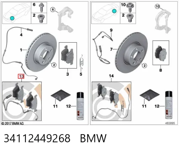 Pastillas de freno 34112449268 BMW